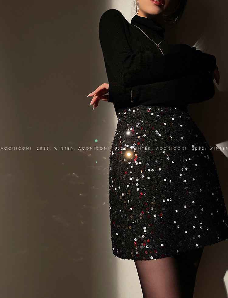 Aconiconi Elegant Tweed  Skirt- Meicha Haocai