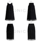 Aconiconi Elegant Black Retro High Waist Diamond Tassel Chic Skirt-  Shallow Light