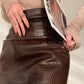 Aconiconi Elegant High Waist Short PU Leather Chic Skirt-Holiday Love Poems