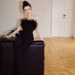 DOLLY High End Black Sleeveless Feather Tube Top Long Flared Pant Jumpsuit- Poel