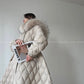 Aconiconi Elegant Duck Down Long Sleeve Hooded Long Fur Winter Coat -  He Xu Ling Hua