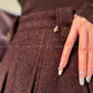 Aconiconi Girl Full wool French long sleeve Blazer pleated skirt - Maillard