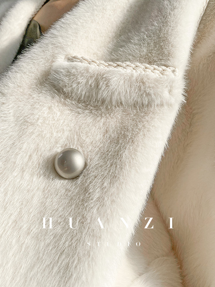 Huanzi green imitation fur autumn winter coat - Miiw