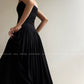 Aconiconi Elegant Black strapless Long Tube Top Dinner Dress  - Hibiscus evening