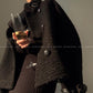 Black night wool two-piece coat jacket skirt - Utopia moonlit