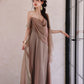 DOLLY High End Lazy Style Sleeveless Draped Collar Long Resort Dress-DEHLI