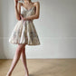 Aconiconi Elegant Stand Collar Long Sleeve Flower Print Tutu Dinner Dress- Konos Love Letter