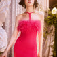 DOLLY Luxury Rose Pink Sleeveless Halter Neck High Waist Knitted Sexy Dress-PURSIA