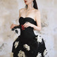 DOLLY Luxury Black Strapless Chet Wrap Flower Embroidered Tutu Cocktail Dress-Losa