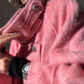 Luxury full Winter Coat Bubble gum Pink Inkstone wool long coat - Lanshan