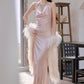 DOLLY Luxury Rose Stain Sleeveless Backless Pleated Long Banquet Dress-Fago