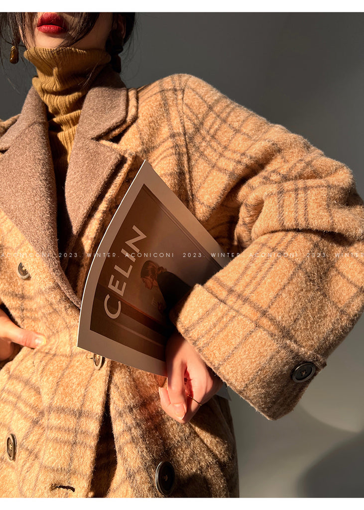 Chestnut double-faced wool winter coat- Mountain wild