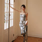 DOLLY Luxury strapless Sequin Top + Long Sequin High Waist Flare Pants suit setpantpa-THEA