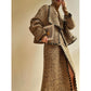 Aconiconi| Caramel wool jacket loose cropped tweed coat suit and skirt hip- Cocoa