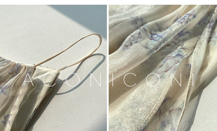 Aconiconi| Slip Off-the-Shoulder Top  Skirt - Flower fairy