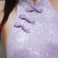 DOLLY Purple Chinese Style Hater Neck Button Sequin Long Wedding Guest Dress-Mama