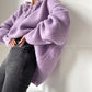 Aconiconi|Purple Flower Crochet openwork long cropped loose wool knit sweater  dress - Twilight