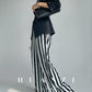 Huanzi high-end striped high-waist wide leg pants - Nuna