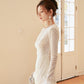 DOLLY Elegant White Crew Neck Long Sleeve Short Sequin Sexy Birthday Dress-LAYLA