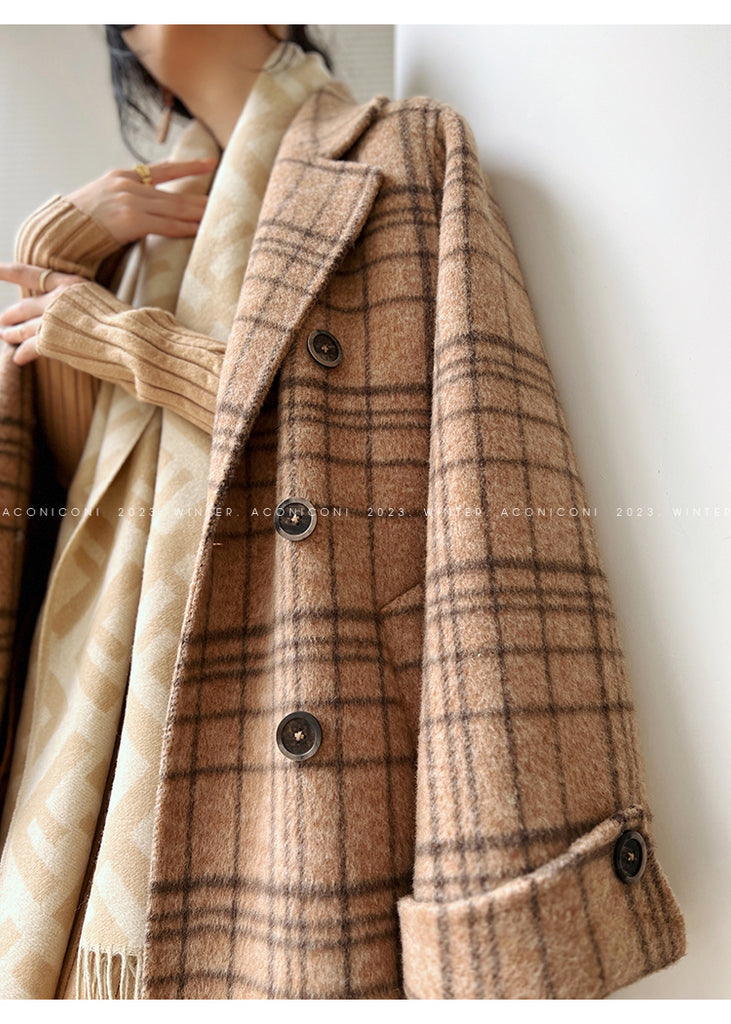 Chestnut double-faced wool winter coat- Mountain wild