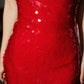 DOLLY Elegant Red French Sleeveless Sequin Backless Long Cocktail Dress-Quin