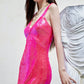 DOLLY Elegant Pink Barbie V-Neck Sleeveless Sequin Long Party Dress-JOY