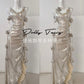 DOLLY Elegant Retro Sliver Gold Deep V-Neck Sleeveless Flower Long Cocktail Dress- Nisa
