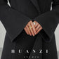 Huanzi double-sided cashmere women's black wool autumn winter coat - Muinw