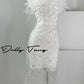 DOLLY Luxury White Fluffy Feather transparent Sequin Birthday bridal Dress-SONIA