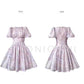 Aconiconi Luxury French Lilac Short Puff Sleeves Dress- Butterfly Dancing Firefly