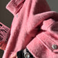 Luxury full Winter Coat Bubble gum Pink Inkstone wool long coat - Lanshan
