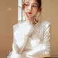 DOLLY Elegant White Crew Neck Long Sleeve Short Sequin Sexy Birthday Dress-LAYLA