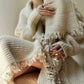 Aconiconi Boho Long Loose Knitted Sweater Tassel Jacket-Loose Tea Quinoa