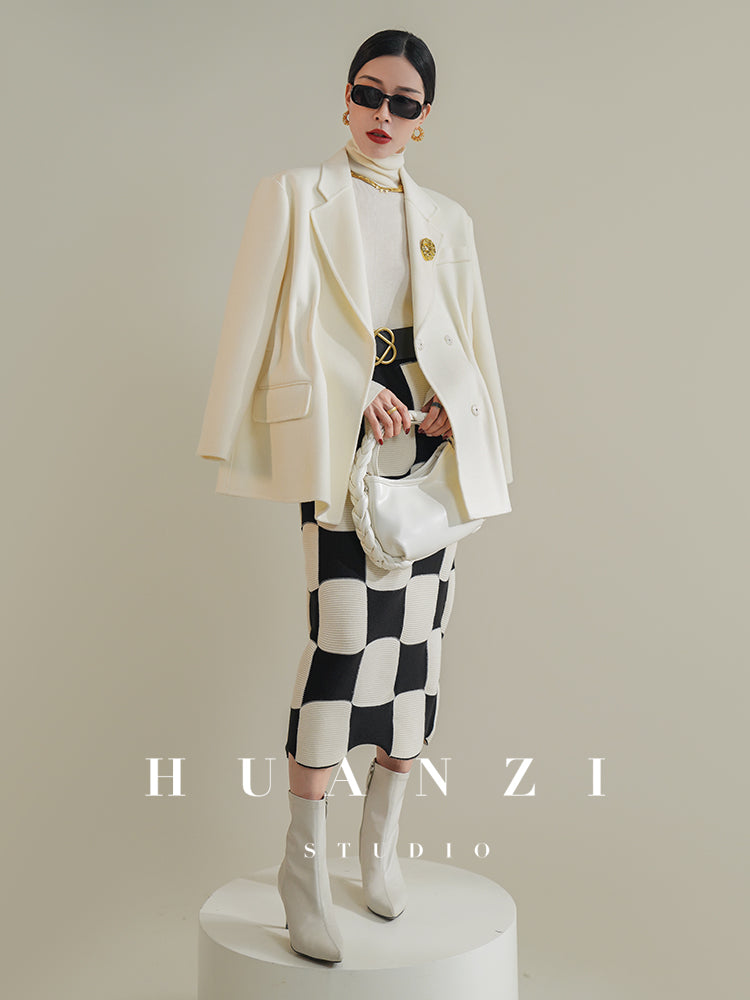 Huanzi custom-made Australian wool hand-sewn double-sided autumn winter short coat - Sakka