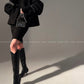 Black night wool two-piece coat jacket skirt - Utopia moonlit