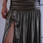 DOLLY Elegant Metallic Gray Skin Revealing Tube Top Long Dinner Dress-NIKITA