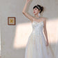 DOLLY Elegant Off White Sleeveless Sequin Long Wedding Guest Dress-Star