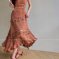 Aconiconi Elegant Brown Sleeveless 100% cotton Crochet Knitted Long midi Dress - Alice Dream