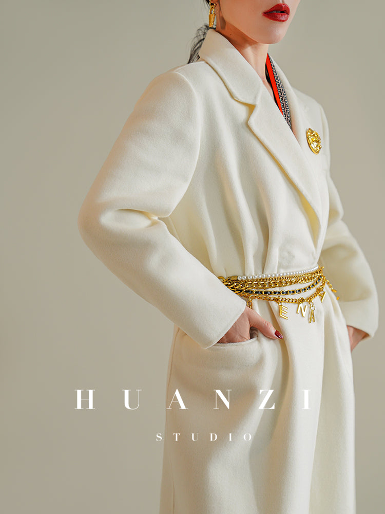 Huanzi custom-made Australian wool pure hand-sewn double-sided autumn winter coat - Iya