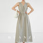 Huanzi custom high-end long sleeveless V-neck dress summer - Miel