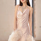 DOLLY Luxury Rose Stain Sleeveless Backless Pleated Long Banquet Dress-Fago