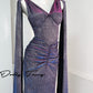 DOLLY Elegant Blue Gray Deep V-Neck Sleeveless Slim Fit Shawl Dinner Dress-KRISTI