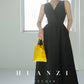 Huanzi custom high-end long sleeveless V-neck dress summer - Miel