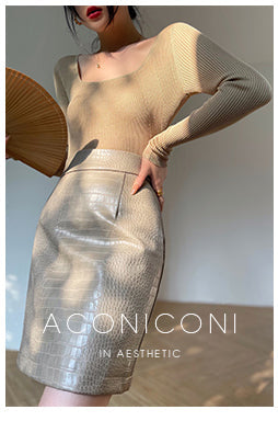 Aconiconi Elegant High Waist Short PU Leather Chic Skirt-Holiday Love Poems