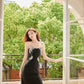 DOLLY Luxury Black Sleeveless Off Shoulder Diamond Tube Top Long Slit Dress-CLAUDIA