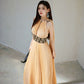 DOLLY High End Sleeveless Halter Shawl Long Pleated evening gown Dress-Linda