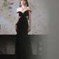 DOLLY  High End Black Off Shoulder Sequin Tube Top Long Banquet Dress-Maris