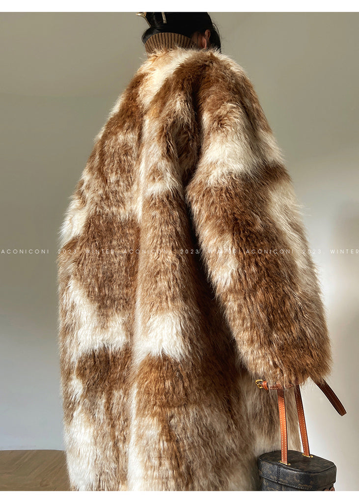 Imitation fur long-haired winter coat - Elk Palm