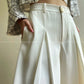 Aconiconi Eleant White Waist Loose Long Straight Suit Dinner Pants- Cloud Steps