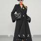 Huanzi double-sided cashmere women's black wool autumn winter coat - Muinw